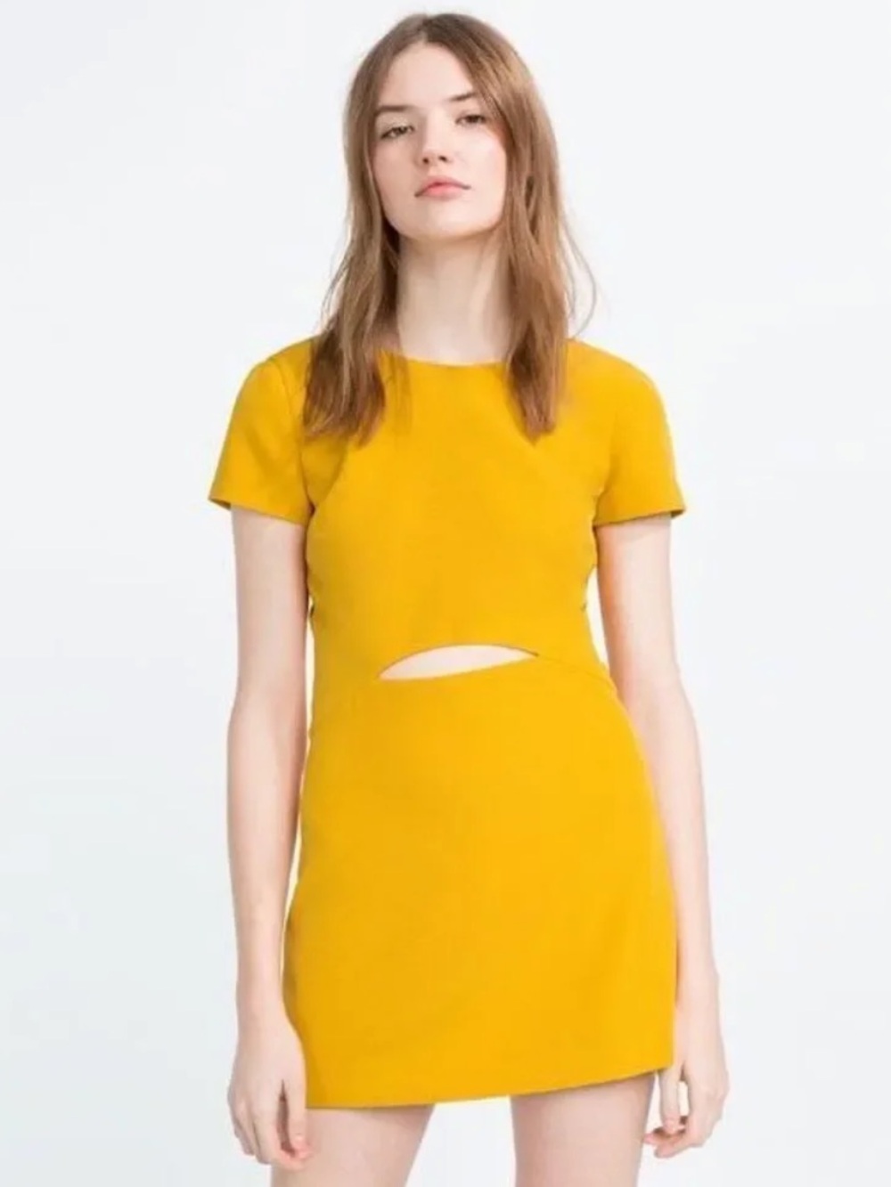 Zara Mustard Yellow Cutout Short Sleeve Romper Size Large